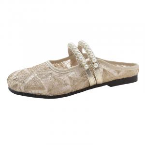 TAFN Женские сандалии с закрытым носком, устойчивые к истиранию, бежевые