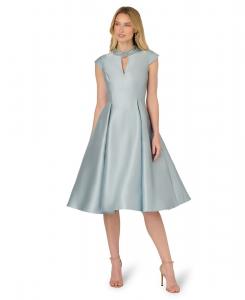 Женское миди-платье с вырезом-замочной скважиной из ткани микадо Adrianna Papell, Aqua Dust