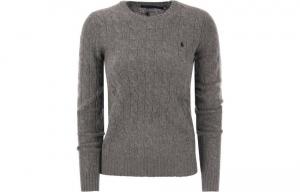 Свитер с вышивкой пони и косой вязкой Polo Ralph Lauren, серый