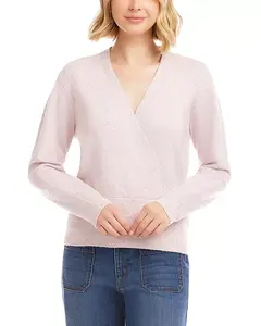 Свитер с перекрестной завязкой и пайетками Karen Kane, розовый