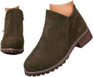 Женские ботильоны, осенние ботинки на низком каблуке с массивной подошвой, ботинки на каждый день с противоскользящей подошвой для прогулок, удобные зимние ботинки Generic, Green-A