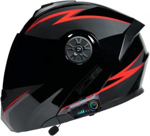 Шлем мотоциклетный Labzaa Helmet, серый / красный / черный