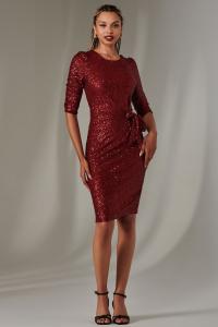Платье трапеция с пайетками и рукавами 3/4 Jolie Moi, красный