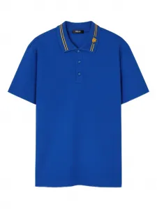 Рубашка поло с вышивкой Medusa Versace, синий