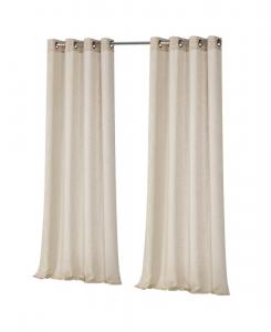 Комплект из 2 полупрозрачных штор из льняной смеси с люверсами, размер 52 дюйма (ширина) x 84 дюйма (длина), серый цвет Kate Aurora, Linen