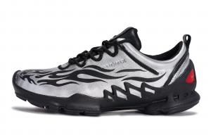 Ecco Walking Planet, Fiery Silver Shadow, противоскользящие низкие туристические ботинки для женщин, черный серебристый красный