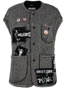 R13 жилет с узором в елочку, серый