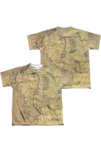 Футболка молодежная с коротким рукавом Lord Of The Rings с картой Средиземья (принт спереди и сзади) Gildan, белый