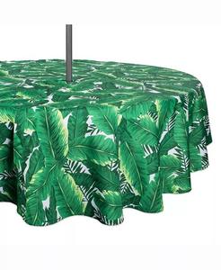Скатерть для улицы Banana Leaf с застежкой-молнией, 52 дюйма, круглая Design Imports, зеленый