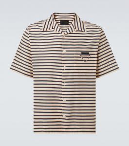 Полосатая хлопковая рубашка для боулинга Prada, Opale