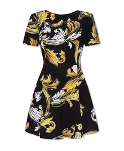 Платье с контурным барочным принтом Versace Jeans Couture, черный