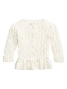 Кардиган фактурной вязки с баской POLO RALPH LAUREN KIDS, белый