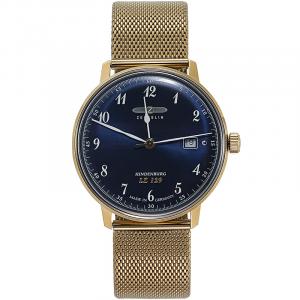 ZEPPELIN Коллекция Hindenburg кварцевый механизм мужские часы синий циферблат корпус из нержавеющей стали стальной ремешок