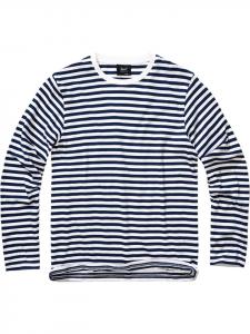 Brandit Футболка с длинным рукавом «Jersey Shirt Stripe Longsleeve» синего цвета
