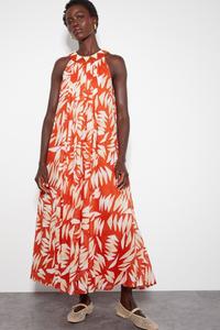 Платье макси без рукавов с принтом Shelly Monsoon, оранжевый