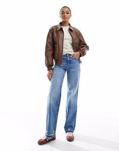 Джинсы Tall D92 с широкими штанинами, цвет средний Stradivarius, синий