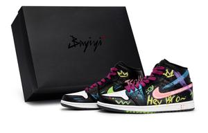 Jordan Баскетбольные кроссовки Air 1 Vintage унисекс, средний верх, розовые/желтые/зеленые