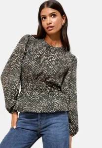 Блузка прямого кроя с круглым вырезом и длинными рукавами Friends Like These, Black Print