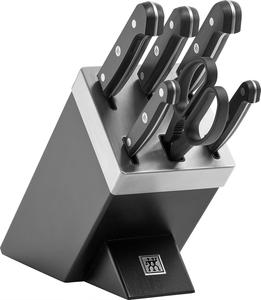 Набор самозатачивающихся ножей Zwilling Gourmet, 7 предметов, ножи и ножницы из специальной нержавеющей стали с пластиковой ручкой, черный [Сделано в Германии]