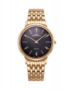 Элегантные мужские часы с тремя стрелками из золотой стали Sandoz, золотой