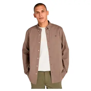 Рубашка с длинным рукавом Timberland Stretch Poplin, коричневый