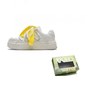 T628 Винтажные пуховики Износостойкие, легкие, дышащие и нескользящие Низкие скейтбордские унисекс Ecru (желтые шнурки), цвет Ecru (Yellow Shoelace)