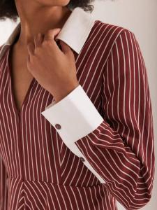 Полосатое макси-платье-рубашка Mint Velvet, Red Burgundy