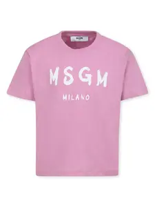 Футболка с логотипом MSGM Kids, розовый