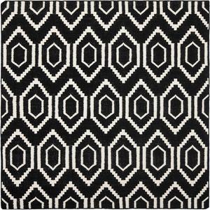 Ковер SAFAVIEH, 183 x 183 см, Dhurries Collection - Black & Ivory, ручное плоское плетение из шерсти, идеально для помещений с высокой проходимостью в гостиной, спальне (DHU556L)