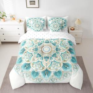 Erosebridal Богемский комплект постельного белья Full Batik с мандальным принтом в стиле бохо-шик для детей и взрослых, Blue Gold