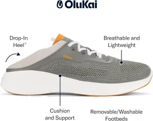 Мужские кроссовки OLUKAI Island Hopper, готовые к путешествиям и универсальные спортивные туфли, мягкая и дышащая трикотажная ткань, конструкция с открытой пяткой, серый