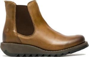 Женские ботильоны Fly Womens SALV Chelsea из кожи с клиновидным каблуком Infinity Leather, Camel