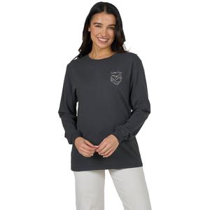 Женская футболка с длинными рукавами Heart Shark Boyfriend Salty Crew, Charcoal