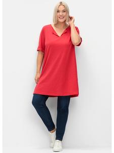 Длинная рубашка клубничного цвета sheego