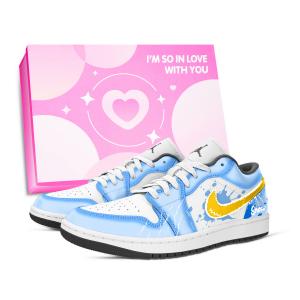 Jordan Air 1 Icy Flame устойчивые к истиранию винтажные баскетбольные кроссовки unisex синий белый желтый