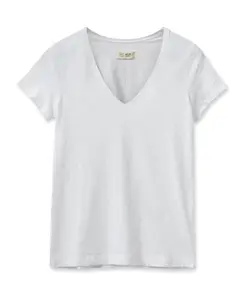 Белая футболка с V-образным вырезом в классическом стиле Mos Mosh, белый