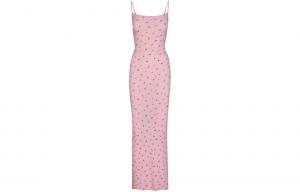 Skims SOFT LOUNGE Длинное платье-комбинация с принтом сакуры, принт сакуры/вишневый цвет