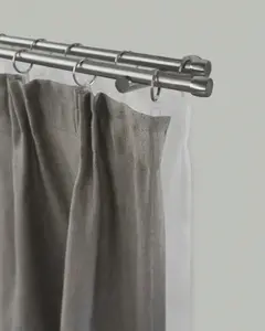 Карниз для штор GARESA "KAPPE", 2 направляющие, желаемая длина, комплект для штор, выдвижной, колпачок, имитация нержавеющей стали, с кольцами 250 см, Ø16мм, цвет edelstahlfarben