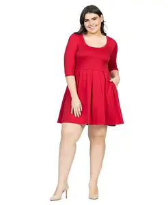 Платье больших размеров с расклешенными рукавами до локтя 24seven Comfort Apparel, красный