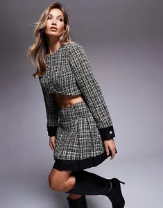 Блейзер-букле ASOS LUXE черного и золотого цветов с декорированными пуговицами