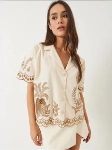 Блуза Bianco Lucci, коричневый/светло-бежевый