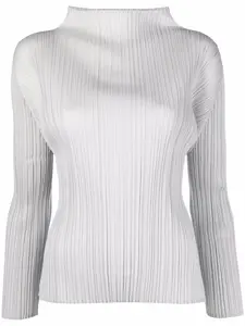 Топ с высоким воротником и плиссировкой Pleats Please Issey Miyake, серый