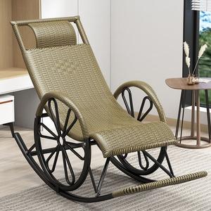 Fantasy Кресло-качалка из ротанга для балкона, большой размер с колёсиками, круглый каркас, двойной слой, цвет coffee black