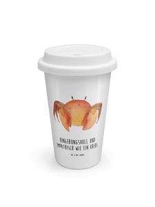 Кружка на вынос с надписью Рак на белом фоне Mr. & Mrs. Panda