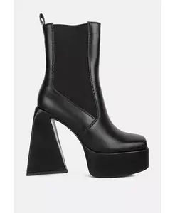 Морозные высокие платформенные ботинки челси на квадратном каблуке для женщин London Rag, черный