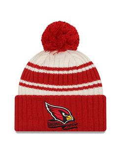 Мужская кремовая вязаная шапка Cardinal Arizona Cardinals 2022 Sideline Sport с манжетами и помпоном New Era