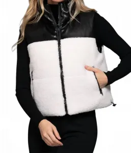 Двусторонний укороченный жилет из искусственной кожи и шерпы, черный Active Basic