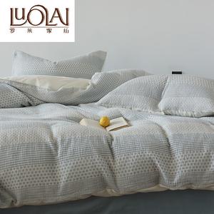 LUOLAI HOME Комплект постельного белья, 1.5-спальный, 4 предмета, пододеяльник 200x230 см, цвет синий в цветочек