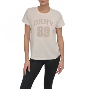 Футболка с коротким рукавом DKNY Arched 89 Distressed Rhinestone Logo, бежевый