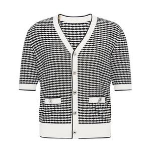 Вязаный кардиган Deep Breath с нашивкой и короткими рукавами, черный